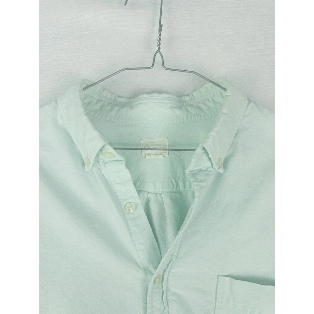 J.Crew Vintage Oxford Tailored Button Down Shirt Mens L Mint Green Preppy Coasta